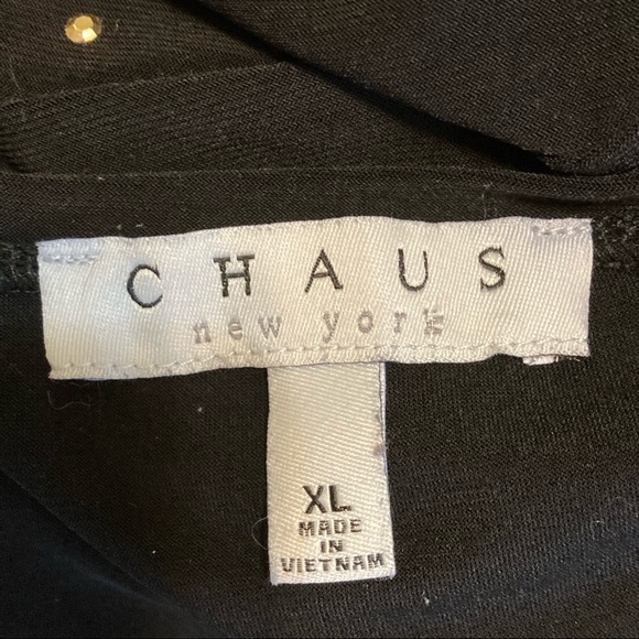 CHAUS BLACK STRETCH TOP WITH GOLD BEADING SIZE XL - Picture 5 of 6